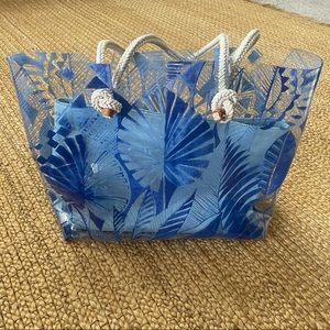 J.McLaughlin Clear/Blue Vinyl Tropical Tote